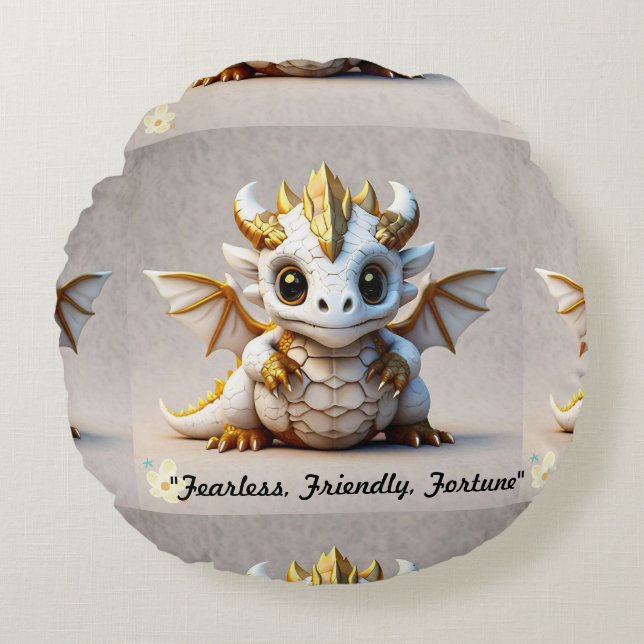 Almofada Redonda "Ouro Dragão Charm" (Frente)
