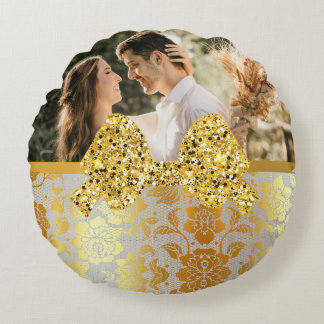 Almofada Redonda Ouro Foto de Casamento Tote Bag