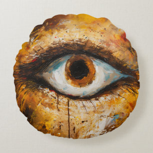 Almofada Redonda Ouro Gaze - Arte Ocular Abstrato