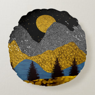Almofada Redonda Ouro Noite Travesseiro decorativo