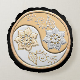 Almofada Redonda Ouro & Prata Yin Yang