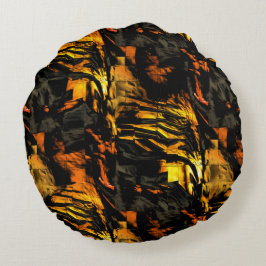 Almofada Redonda Ouro queimado muito rústico, desenho de mosaico ab