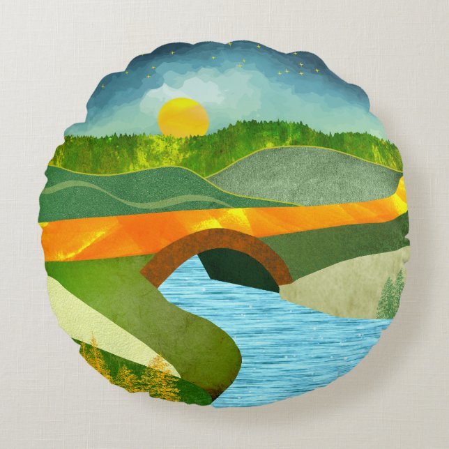 Almofada Redonda Ouro Road (Frente)