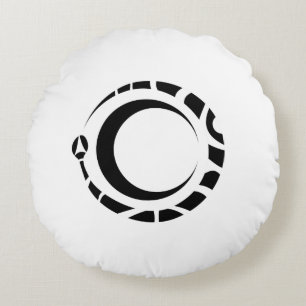 Almofada Redonda Ouroboros e lua Pagan Wicca Alchemy Throw