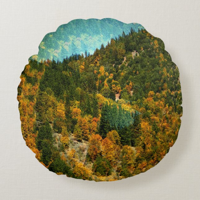 Almofada Redonda Outono nas montanhas...... (Frente)