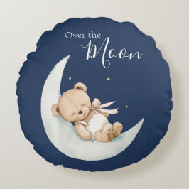 Almofada Redonda Over the Moon Bear Blue Baby