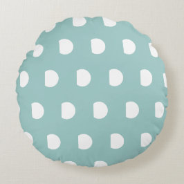 Almofada Redonda Ovos Azul Branco Pontos Polka     