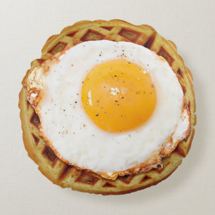 Almofada Redonda Ovos Fritados Em Travesseiro Arredondado De Waffle