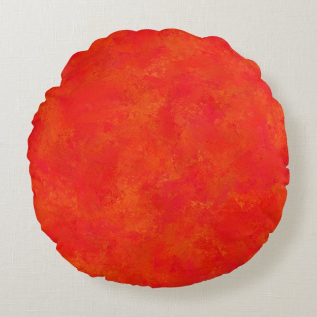 Almofada Redonda Padrão Abstrato Laranja Vermelho (Frente)