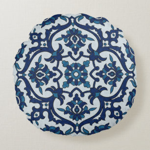 Almofada Redonda Padrão Azulejos Floral Azulejo Azulejos Azul