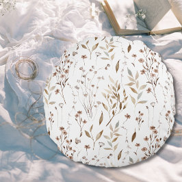 Almofada Redonda Padrão Botânico Floral Boho Brown