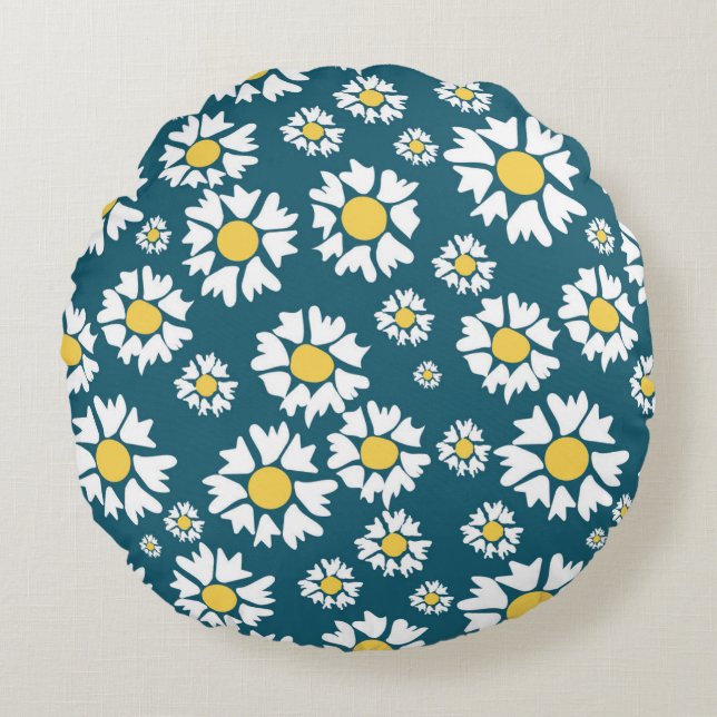Almofada Redonda Padrão contínuo com flores (Frente)