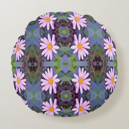 Almofada Redonda Padrão da flor da margarida rosa retrorreflectora