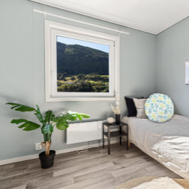 Almofada Redonda Padrão das folhas verdes amarelas