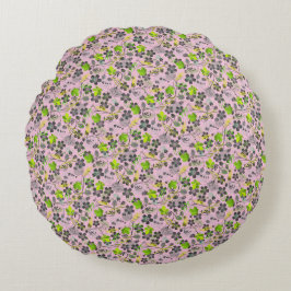 Almofada Redonda Padrão das plantas A03.b Rosa BG