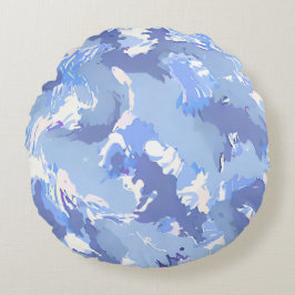 Almofada Redonda Padrão de abstrato de líquido púrpura e branco