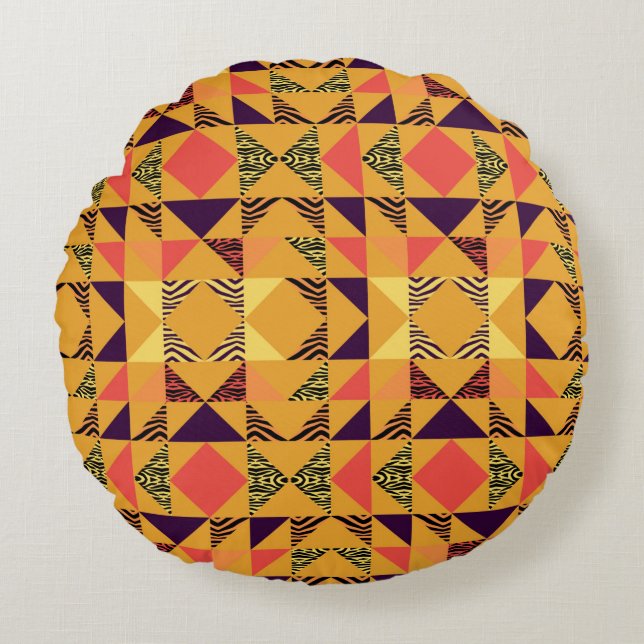 Almofada Redonda Padrão de abstrato de triângulo sem soldadura com (Frente)