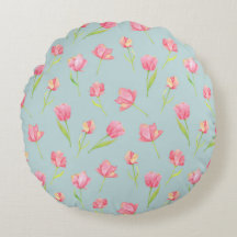 Padrão de Aquarela com Travesseiro Redondo Rosa De