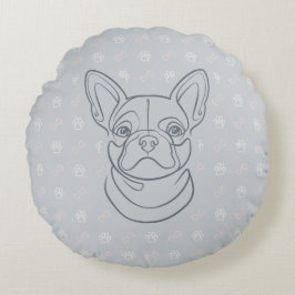 Almofada Redonda Padrão de Arte Decorativa de Bulldog Francês