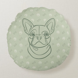 Almofada Redonda Padrão de Arte Decorativa de Bulldog Francês