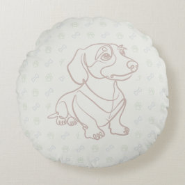 Almofada Redonda Padrão de Arte Decorativa de Dachshund