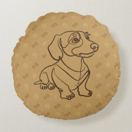 Almofada Redonda Padrão de Arte Decorativa de Dachshund