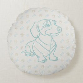 Almofada Redonda Padrão de Arte Decorativa de Dachshund