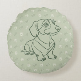 Almofada Redonda Padrão de Arte Decorativa de Dachshund