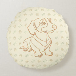 Almofada Redonda Padrão de Arte Decorativa de Dachshund