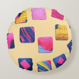 Almofada Redonda Padrão de blocos coloridos do abstrato