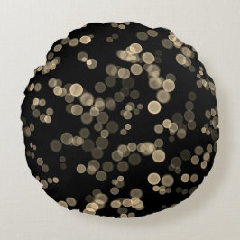 Almofada Redonda Padrão de Bolha Abstrato preto amarelo