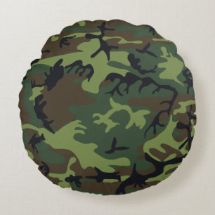 Almofada Redonda Padrão de Camuflagem Verde, Padrão Militar, Exérci