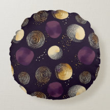 Padrão de Círculos Abstratos Boho Dourado Roxo