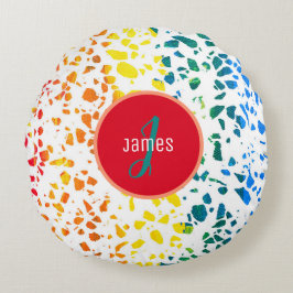 Almofada Redonda Padrão de cores personalizado do Abstrato Terrazzo