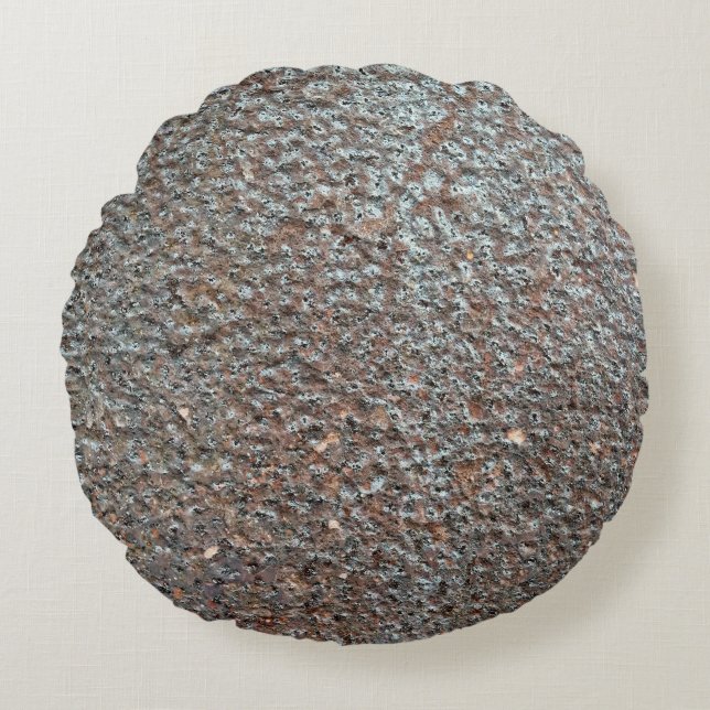 Almofada Redonda Padrão de corrosão de metal castanho (Frente)