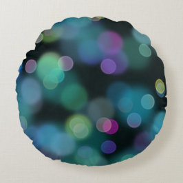 Almofada Redonda Padrão de Crepúsculo Natal no Azul da Meia-Noite