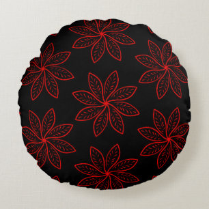 Almofada Redonda Padrão de Crimson em Preto