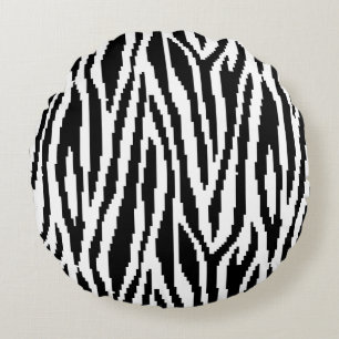 Almofada Redonda Padrão de Design de impressão de pixel zebra de 