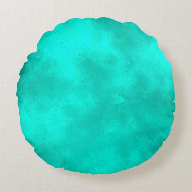 Almofada Redonda Padrão de efeito de nuvem de na moda Storm Emerald (Frente)