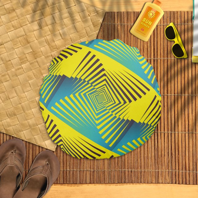 Almofada Redonda Padrão de Estilo de Selva Abstrato Verde Amarelo B (Criador carregado)