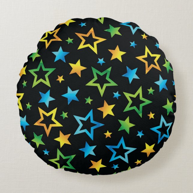 Almofada Redonda Padrão de estrelas (Frente)