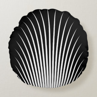 Almofada Redonda Padrão de faixa branca e preta muito exclusivo