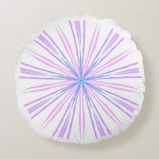 Almofada Redonda Padrão de Flor Explosão Roxo Rosa Azul