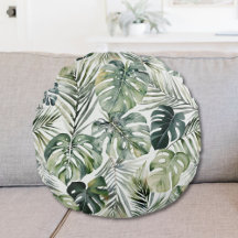 Padrão de Folhas Tropicais Verde de Aquarela