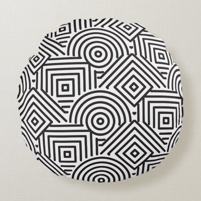 Almofada Redonda Padrão de formas geométricas (Frente)