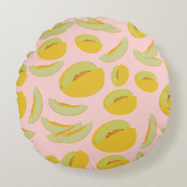 Almofada Redonda Padrão de Fruta dos Melões de Honeydew