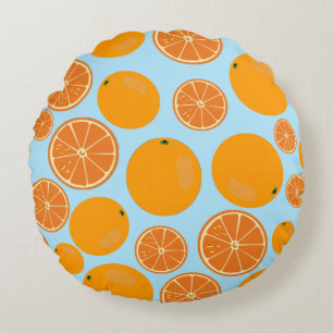 Almofada Redonda Padrão de Fruta laranja