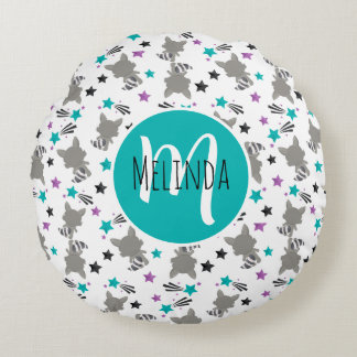 Almofada Redonda Padrão de guaxinim