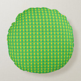 Almofada Redonda Padrão de Hexágono Amarelo Verde Trevo