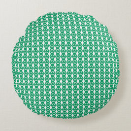 Almofada Redonda Padrão de Hexágono Branco Verde Trevo